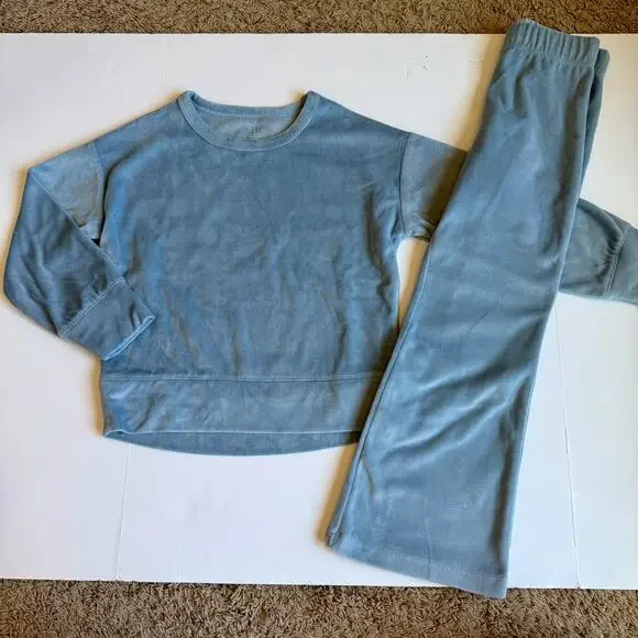 Gap Kids Blue Velour Pajamas 6 - Picture 2 of 13